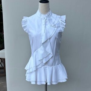 ERDEM White Ruffled Blouse Top